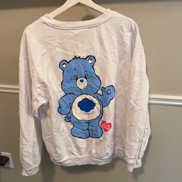 Care Bears Embroidered Sweatshirt White | XL (16–18) with Grumpy Bear on Back - Picture 2 of 5